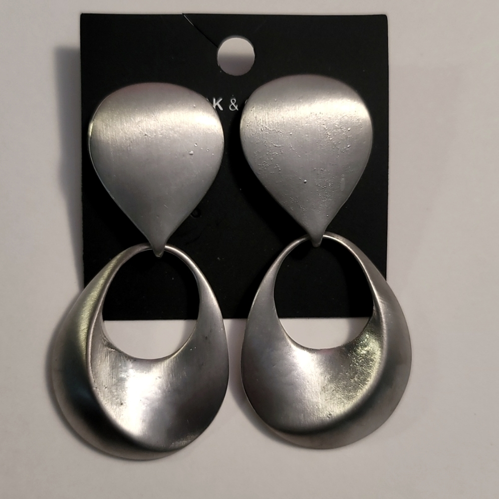 Silvertone Tear Drop Earrings